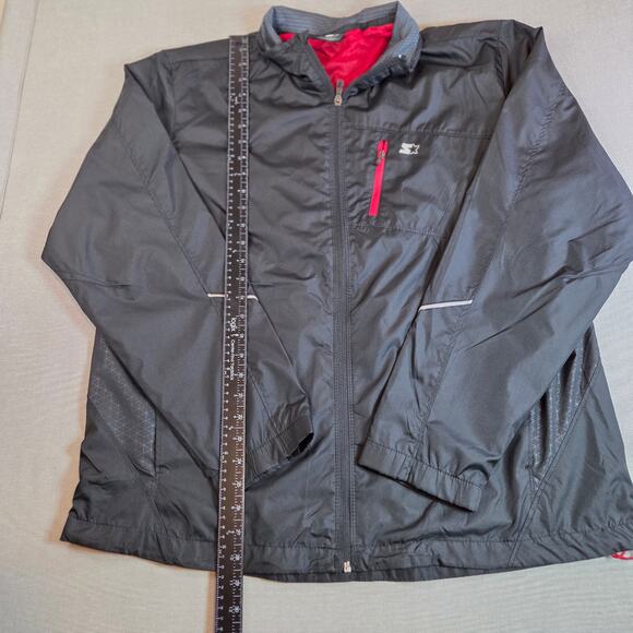 Starter Lightweight Windbreaker Jacket Gray Red Mesh L 42-44 Full Zip - Picture 9 of 14